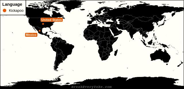 All countries where Kickapoo is a significant language