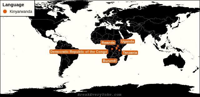 All countries where Kinyarwanda is a significant language