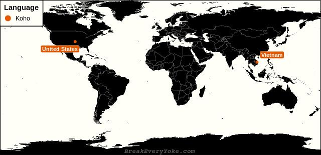 All countries where Koho is a significant language
