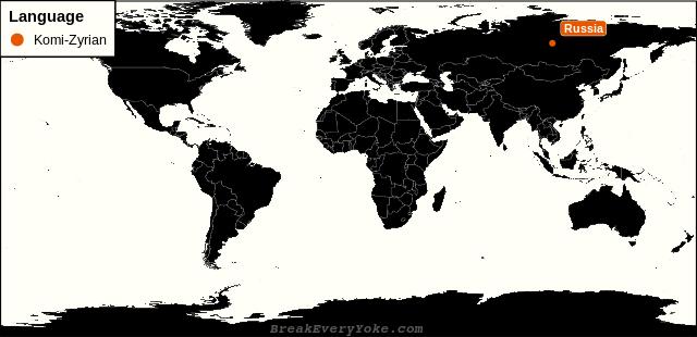 All countries where Komi-Zyrian is a significant language