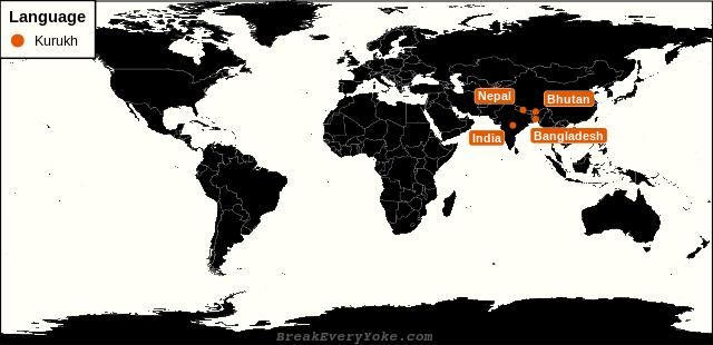 All countries where Kurukh is a significant language