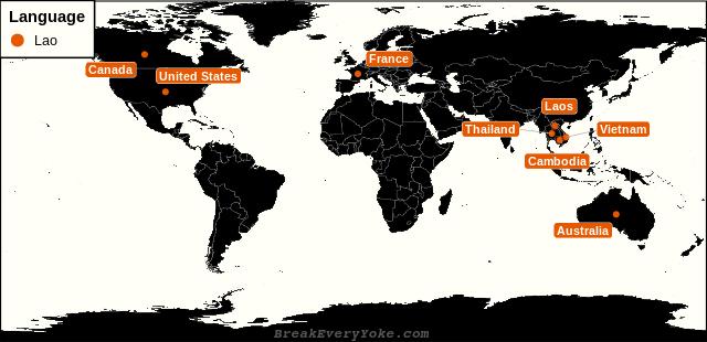 All countries where Lao is a significant language