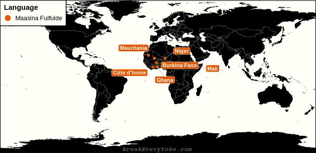 All countries where Maasina Fulfulde is a significant language