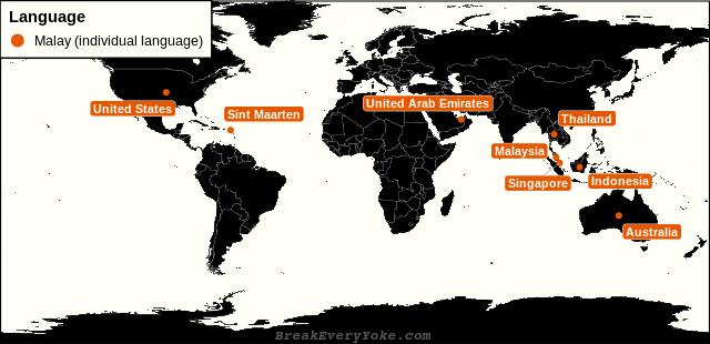 All countries where Malay (individual language) is a significant language