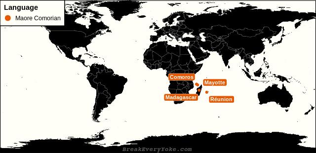 All countries where Maore Comorian is a significant language
