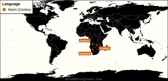 All countries where Mashi (Zambia) is a significant language