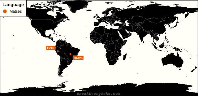 All countries where Matsés is a significant language