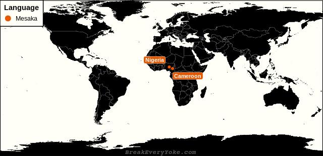 All countries where Mesaka is a significant language