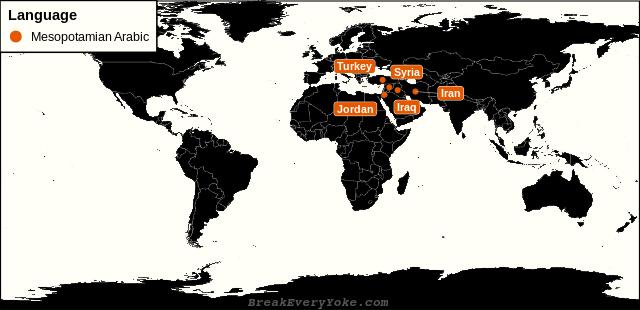 All countries where Mesopotamian Arabic is a significant language