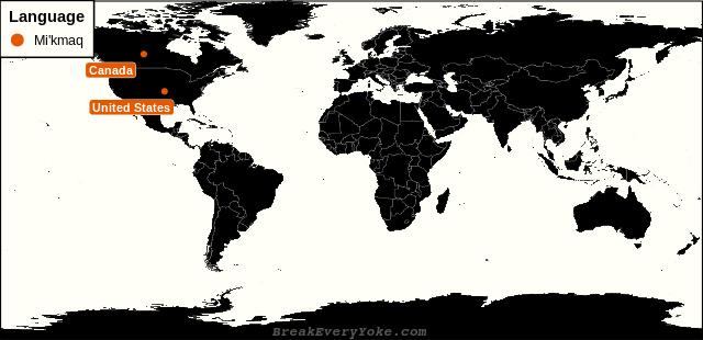 All countries where Mi'kmaq is a significant language