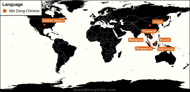 All countries where Min Dong Chinese is a significant language