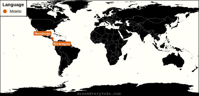 All countries where Mískito is a significant language
