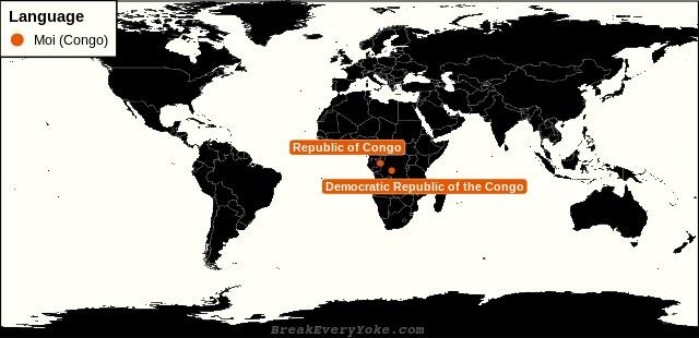 All countries where Moi (Congo) is a significant language