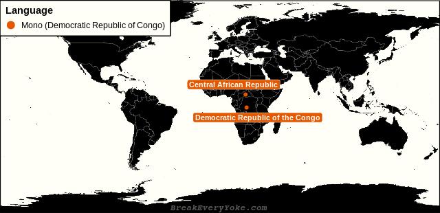 All countries where Mono (Democratic Republic of Congo) is a significant language