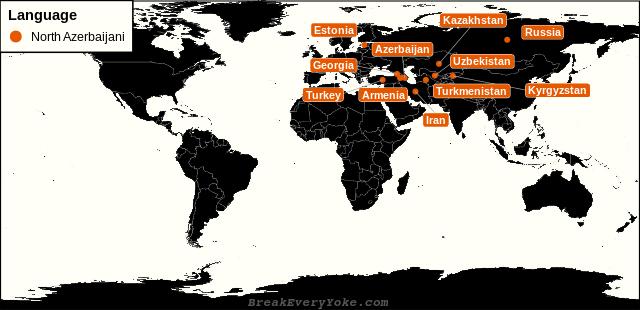 All countries where North Azerbaijani is a significant language