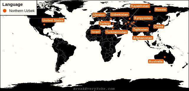 All countries where Northern Uzbek is a significant language