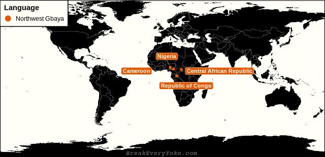 All countries where Northwest Gbaya is a significant language