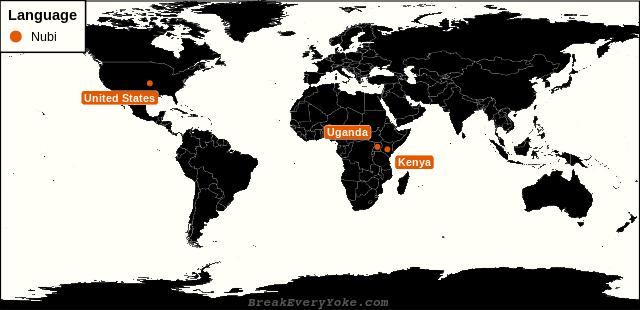 All countries where Nubi is a significant language