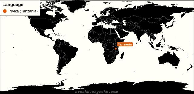 All countries where Nyika (Tanzania) is a significant language
