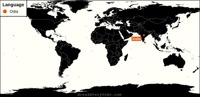 All countries where Odia is a significant language