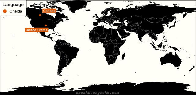 All countries where Oneida is a significant language