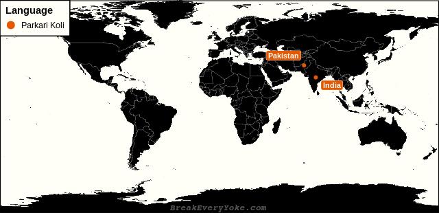 All countries where Parkari Koli is a significant language
