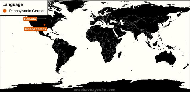 All countries where Pennsylvania German is a significant language