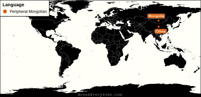 All countries where Peripheral Mongolian is a significant language