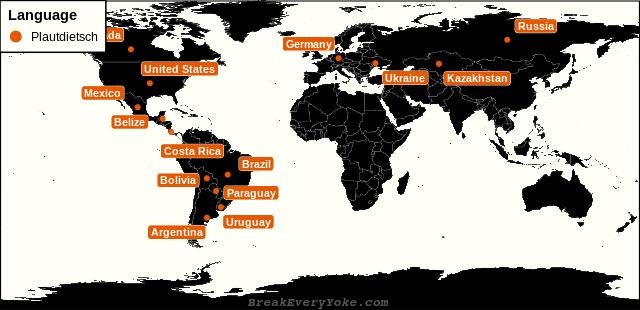All countries where Plautdietsch is a significant language