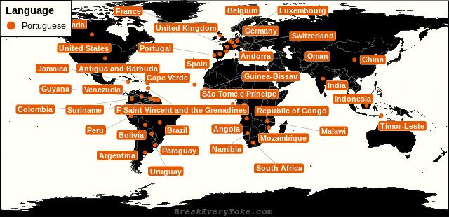 All countries where Portuguese is a significant language