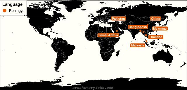 All countries where Rohingya is a significant language