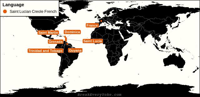 All countries where Saint Lucian Creole French is a significant language