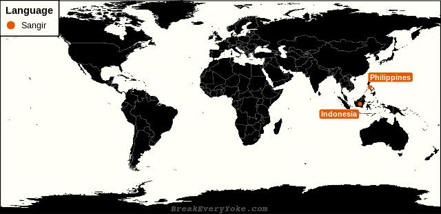 All countries where Sangir is a significant language