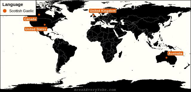 All countries where Scottish Gaelic is a significant language