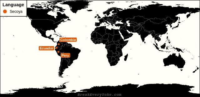 All countries where Secoya is a significant language