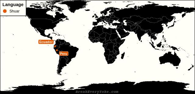 All countries where Shuar is a significant language