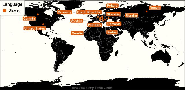 All countries where Slovak is a significant language
