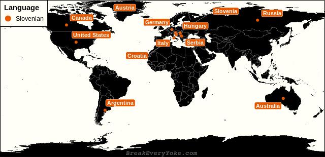 All countries where Slovenian is a significant language