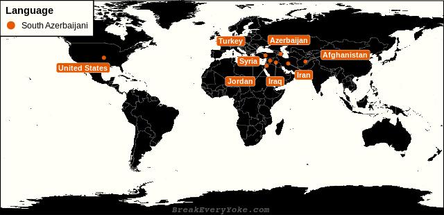 All countries where South Azerbaijani is a significant language