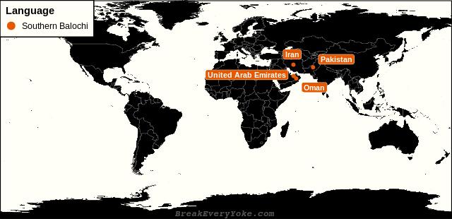 All countries where Southern Balochi is a significant language