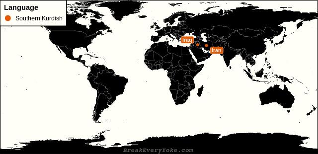 All countries where Southern Kurdish is a significant language