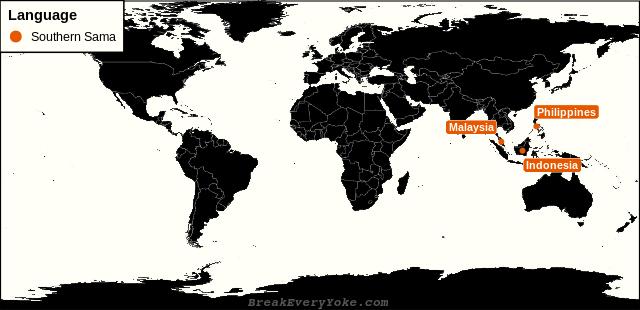All countries where Southern Sama is a significant language