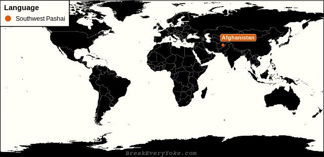 All countries where Southwest Pashai is a significant language