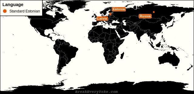 All countries where Standard Estonian is a significant language