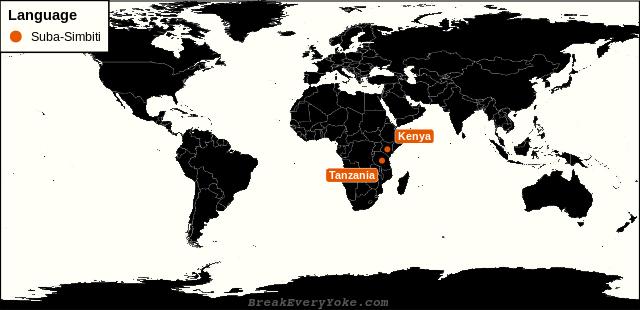 All countries where Suba-Simbiti is a significant language