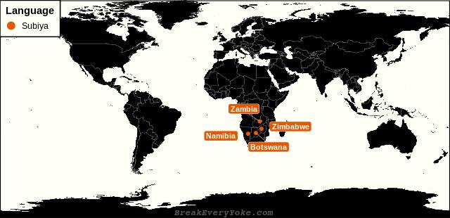 All countries where Subiya is a significant language