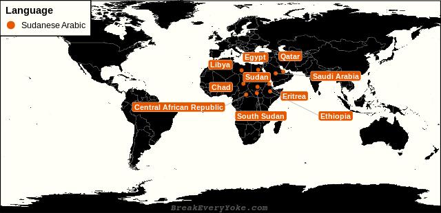 All countries where Sudanese Arabic is a significant language