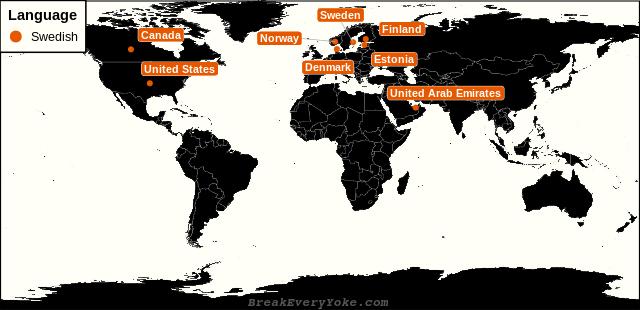 All countries where Swedish is a significant language
