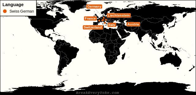 All countries where Swiss German is a significant language