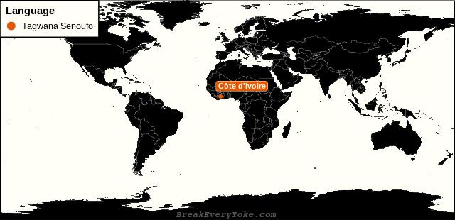 All countries where Tagwana Senoufo is a significant language